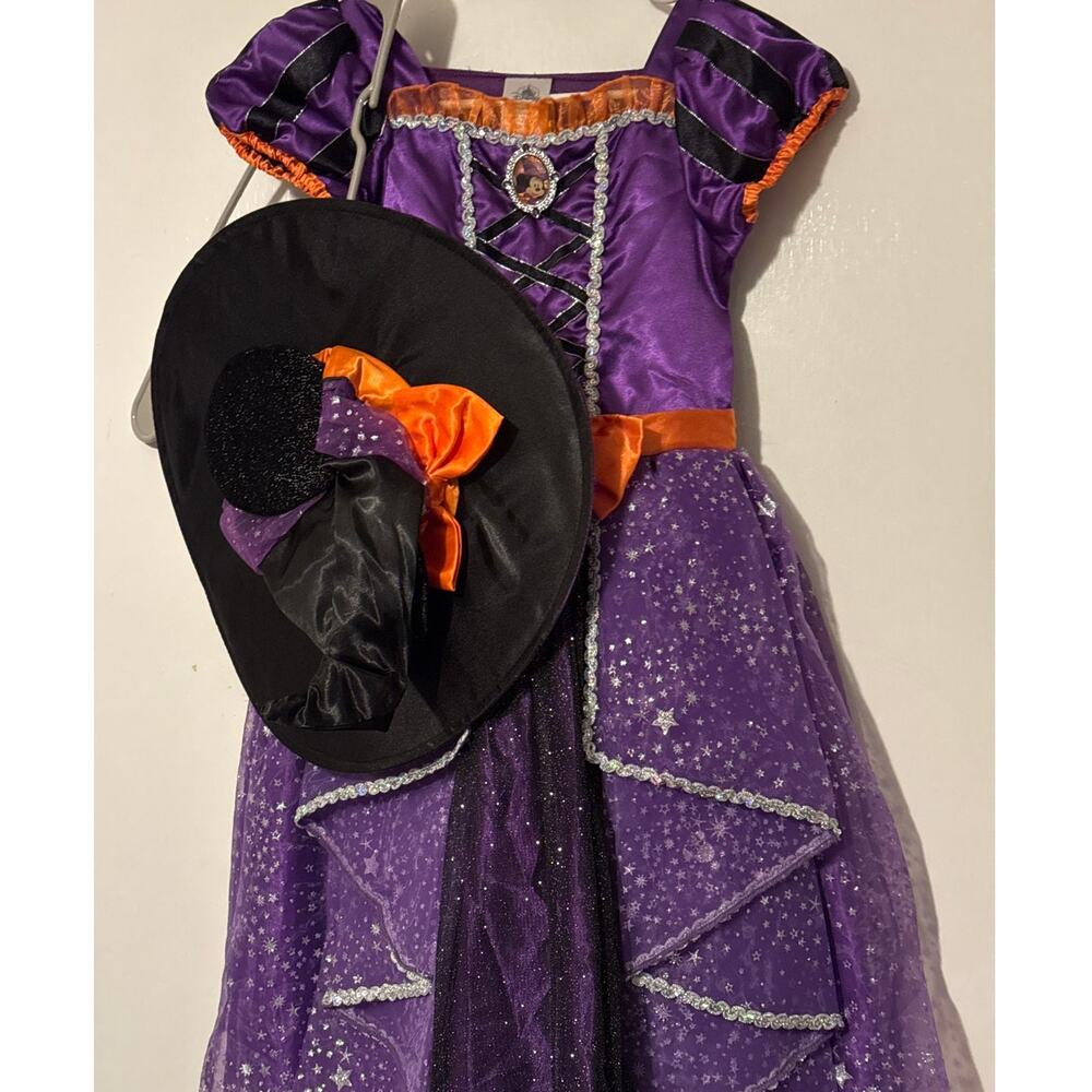 Disney Store Girls Minnie Mouse Witch Halloween Costume Dress Hat 7/8